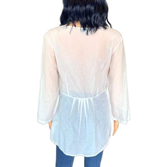 Vintage Linea Domani White Boho Lacy Rosette Tunic Top Size Medium - Picture 5 of 5